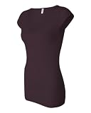 Ladies' Sheer Rib Cap Sleeve Deep V-Neck Tee Shirt