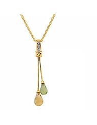 14K Yellow Gold Peridot, Citrine and Diamond Necklace -- LIFETIME WARRANTY