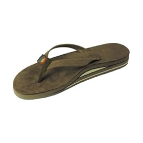 Rainbow Sandals - Womens Premier Leather Double Stack Narrow Strap Dark Brown