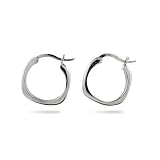 Eve's Addiction Sterling Silver Cushion Hoop Earrings