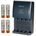 Sony 15 Minute Battery Charger with 4 AA Ni-MH Rechargeable Batteries