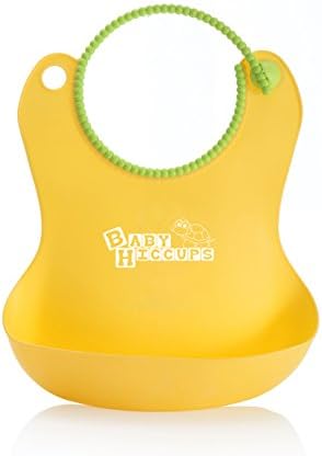 Waterproof Baby Bibs - With Spill and Crumb Catcher Pocket - New 2 pack Blue / Yellow - For Boys & Girls Infant Toddler Kids- Soft Plastic - Cute Unique Bibs - Easy Clean-up - Best Practical Baby Gift Online- Bonus Color Changing Feeding Spoon -Satisfaction Guaranteed