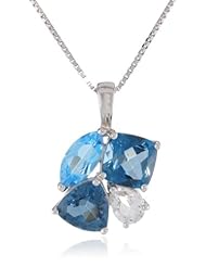 Sterling Silver Gemstones Pendant Necklace, 18"