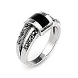 Rectangular Marcasite Onyx Ring
