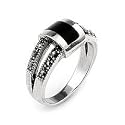 Rectangular Marcasite Onyx Ring