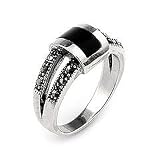 Rectangular Marcasite Onyx Ring
