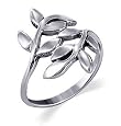 Cute Ivy Leaf Polished Sterling Silver Band Ring Size 4 to 9