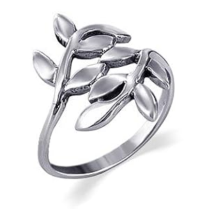 cute ivy leaf polished sterling silver band ring