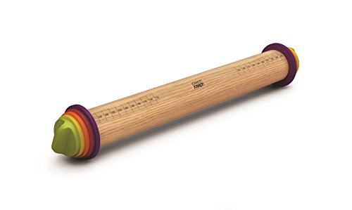 Joseph Joseph 16.5-Inch Adjustable Wood Rolling Pin, Multi-Color