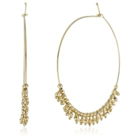 Mizuki 14k Gold Bead Fringe Hoop Earrings