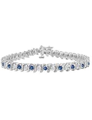 Sapphire and Diamond Tennis Bracelet 18K White Gold - 4.00 CT TGW
