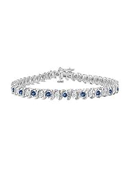 Sapphire and Diamond Tennis Bracelet 18K White Gold - 2.00 CT TGW