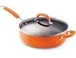 Rachael Ray Porcelain Enamel Nonstick 6-Quart Deep Saute Pan, Orange