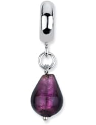 Sterling Silver Purple Italian Murano Dangle Charm