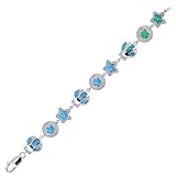 Sterling Silver Opal Rhodium Plated 8 Inch Enamel Bracelet - JewelryWeb