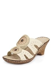 Footglove™ Original Leather Stitch & Stud Wedge Mule Shoes