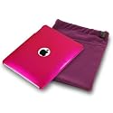 APPLE IPAD 3 PC EXECUTIVE ACCESSORY PACK - HOT PINK GLOSSY BACK  COVER CASE, SCREEN PROTECTOR, PURPLE POUCH PART OF THE QUBITS  ACCESSORIES RANGE