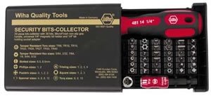Wiha Bit Set, Screwdriver, 1/4" Dr, W/Bit Holder, 39 Pc.