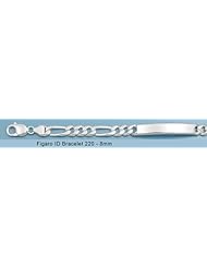 Sterling Silver Italian Id Figaro 220 Gauge Bracelet