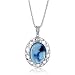 Sterling Silver Oval Frame 14X10mm Blue Agate Mother Holding Child Cameo Pendant w/22" Adjustable Chain
