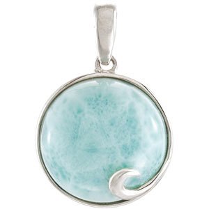 Genuine IceCarats Designer Jewelry Gift Sterling Silver Genuine Larimar Pendant. 14.00 Mm Genuine Larimar Pendant Genuine Larimar Pendant In Sterling Silver