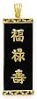 14k Gold & Black Onyx "Good Luck, Wealth, Long Life" Pendant