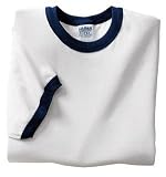 NEW Gildan Ultra Cotton - Ringer T-Shirt White/Navy-XL