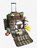 Picnic Gift Ensemble Chocolate Deluxe 4 Person Wheeled Insulated Cooler & Blanket - Picnic Gift 2360-CH