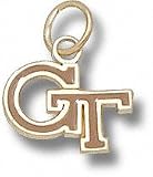 Georgia Tech Yellow Jackets Solid 10K Gold ''GT'' 3/8'' Enamel Pendant