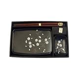 2 pcs Japanese Sushi Plate Set in Black