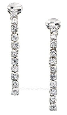 CUBIC ZIRCONIA EARRINGS - Clip On Dangling CZ Earrings