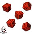 Q-Workshop: 5 Dice Set - Carved Elvish / Elven d6 Dice / Die (Red & Black)