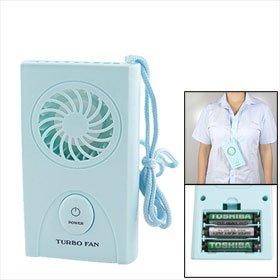 Travel Battery Powered Turbo Blade Cooler Fan w Neck Strap