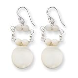 Sterling Silver White Mother of Pearl Disc Earrings QE2056