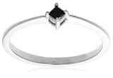 10k White Gold Princess-Cut Black Diamond Ring (.07 cttw)
