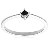 10k White Gold Princess-Cut Black Diamond Ring (.07 cttw)