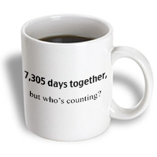 3dRose 7305 Days Together But Whos Counting Happy 20th Anniversary Ceramic Mug, 15-Ounce