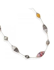 MMA Silver - 16 inch+2 inch Recycled Paper Bead Necklace