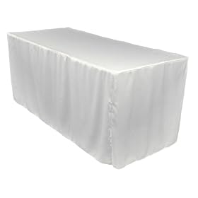 6 Foot Fitted Polyester Tablecloth White6 Foot Fitted Polyester Tablecloth