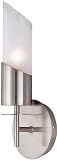 Lite Source LS-16231PS/FRO Calipso Wall Sconce Lite, Polished Steel with Semi-Frost Glass Shade