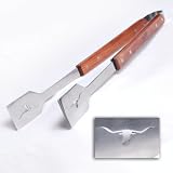 Collegiate Rosewood Handle Grilling Tongs-Texas Longhorns