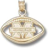 Michigan Wolverines Solid 10K Gold ''M'' Pierced Football Pendant