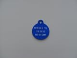 Small Circle Shape Pet ID Tag Blue....FREE SHIPPING