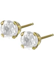 Genuine 0.25tcw 3mm White Topaz 14 Karat Yellow Gold Baby Earrings