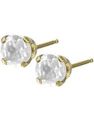 0.26Ct. Genuine 3mm White Topaz 14 Karat Yellow Gold Round Earrings