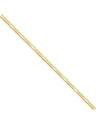 14k Yellow Gold 8in 2.25mm Flat Figaro Chain. Metal Wt- 1.76g