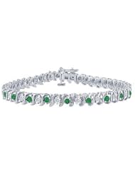 Emerald and Diamond Tennis Bracelet Platinum - 2.00 CT TGW