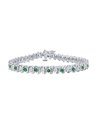 Emerald and Diamond Tennis Bracelet Platinum - 4.00 CT TGW