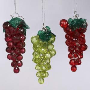 Kurt Adler 4-Inch Beaded Grapes Ornament, Set of 3