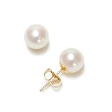 14k Yellow Gold 7x7.5mm AA Akoya Cultured Pearl Earrings